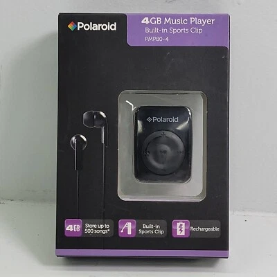 Polaroid 4GB Mp3 Player Music 500 Song Sports Clip PMP80-4BK Rechargeable New! - Image 1 of 4