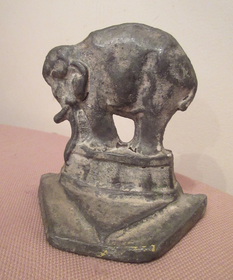heavy rare antique 1800's solid lead figural circus elephant doorstop iron stop - Image 1 of 4