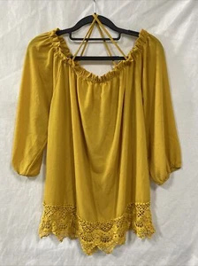 Lody's Womens Yellow Pullover Polyester Shirt Top Blouse Size 2XL - Picture 1 of 18