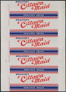 Vintage bread wrapper MIDDLETONS OTTAWA MAID Martha Washington Bakery Kansas - Picture 1 of 2