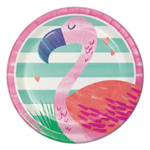 Pineapple and Friends Flamingo Party Supplies Small Dessert Plates - Picture 1 of 1
