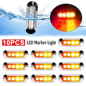 10 X Amber/Red Clearance Lights Side Marker 4 LED Truck Trailer Caravan 12V-24V - Picture 1 of 8