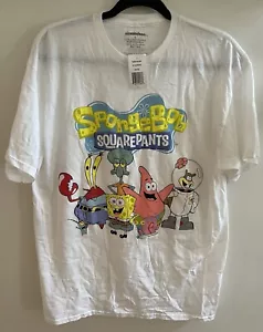 Bob Esponja Pantalones Cuadrados Camiseta Hombre Talla Grande Blanco NUEVO Con Etiqueta - Imagen 1 de 5
