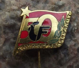 Antique Chicken Rooster Crowing Cockerel Farm 50th Anniversary Logo Pin Badge  - Picture 1 of 2