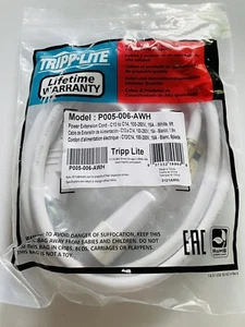 TRIPP LITE P005-006-AWH STANDARD COMPUTER POWER EXTENSION CORD, C13 to C14, 15A - Picture 1 of 12