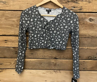 Girls art class ribbed shrug cardigan Sz L 10/12 floral  - Image 1 of 2