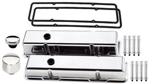 BILLET SPECIALTIES POLISHED TALL VALVE COVERS,BREATHER,OIL CAP,HEX,SBC,ALUMINUM - Imagen 1 de 1