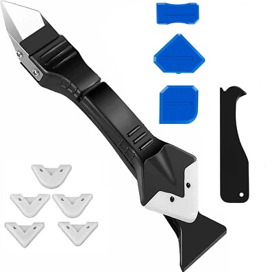 5-in-1 Silicone Sealant Remover Tool Kit – Scraper & Caulking Mould Removal Set, Black