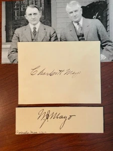 WILLIAM J. MAYO & CHARLES H. MAYO SIGNED CARDS, MAYO CLINIC PHYSICIANS, SURGEONS - Picture 1 of 1