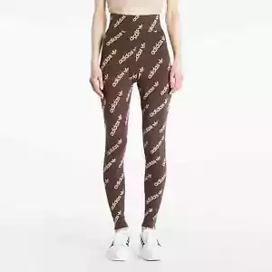 adidas Originals Womens Logomania Leggings - Brown / UK 8 - Picture 1 of 3