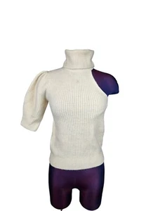 NWT Gap Cream One Shoulder Turtleneck Ribbed Sweater Size XXS Women's M62 - Picture 1 of 9