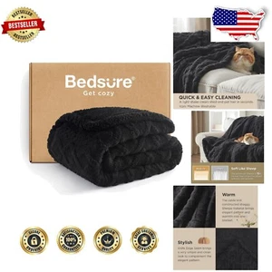 Lightweight Cable Pattern Sherpa Throw - Cozy Blanket for Couch or Travel - Picture 1 of 9