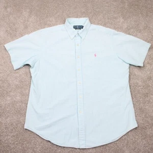 Ralph Lauren Seersucker Shirt Mens XL Blue/White Classic Fit Cotton S/S Button - Picture 1 of 13