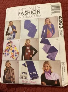 McCall's Fashion Accessories Sewing Pattern 4263 Fleece Scarves - Picture 1 of 2