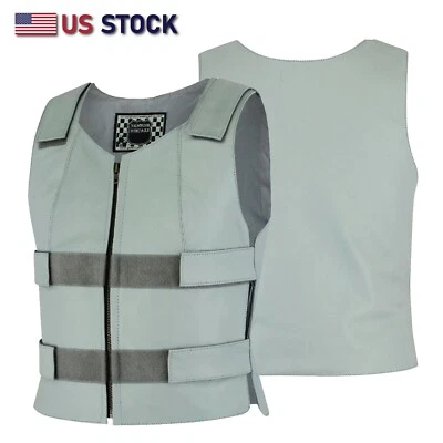 Gray Leather Vest - Women Bulletproof Style Motorcycle Vest - Police - Swat Team - Image 1 of 4