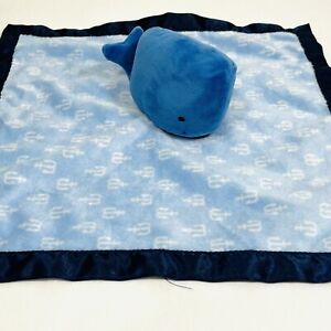 Whale Lovey Security Blanket BLUE Anchors Satin Back Cloud Island Target 14”x14”