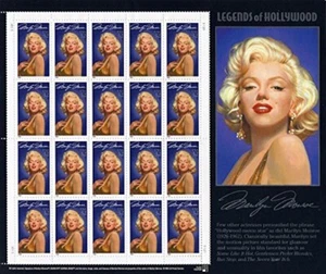 20 postfrische MARILYN MONROE BRIEFMARKEN Portrait von Michael Deas aus 50er Jahre Foto Bushaltestelle - Bild 1 von 3