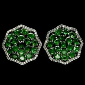 Shola Genuine Natural Green Tsavorite Garnet Earrings Sterling Silver E219 - Picture 1 of 3