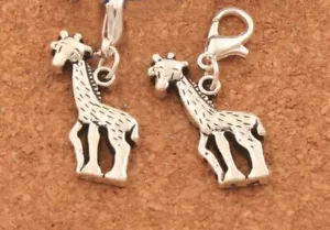 Charm Clip-on Argento Giraffa Bracciale Collana Cerniera Portachiavi Marcatori Punto - Foto 1 di 3