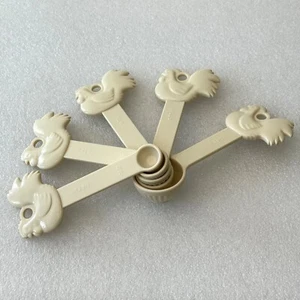 Paula Deen Nesting Chicken Rooster 5 pc Measuring Spoons Almond Vintage Country - Picture 1 of 9