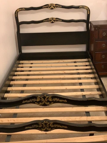 French Vintage Twin Bed Frame  Shabby Chic Black Gold Cover