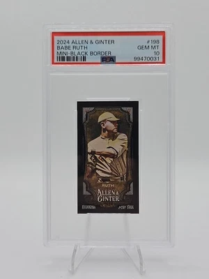 2024 TOPPS ALLEN & GINTER BABE RUTH MINI-BLACK BORDER #198 PSA 10 GEM MINT - Image 1 of 2
