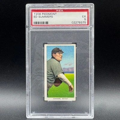 1909-11 T206 PIEDMONT, ED SUMMERS, DETROIT TIGERS PSA 5 VINTAGE BASEBALL CARD - Image 1 of 4