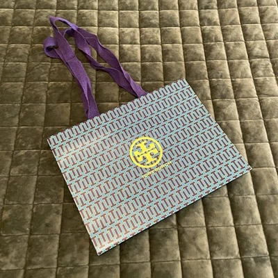 Tory Burch синий фиолетовый бумаги подарок сумка ткани ручки знаковый логотип 12 «x 9» x 5» - Изображение 1 из 2