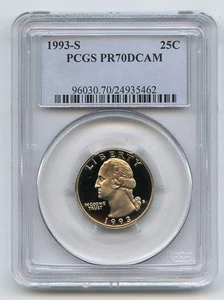 1993 S 25C Washington Quarter Proof PCGS PR70DCAM - Picture 1 of 1