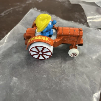 Vintage Smurfs 1982 Ertl Ol McSmurf Tractor Orange Peyo #7 USA  New (13) - Image 1 of 4