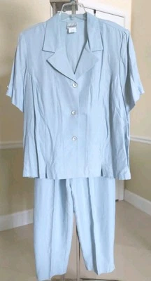 Lote De 2 Moda Traje Bug Para Mujer Top Talla:22/24 Pantalones Pierna Ancha Talla:18/20 Rayón  Foto 1 de 4