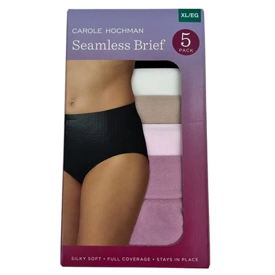 Paquete de 5 bragas cortas sin costuras Carole Hochman XL/EG cobertura completa suaves sedosas Foto 1 de 2