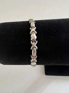 Vintage Sterling 925 Silver XO Italy  Bracelet 7" - Picture 1 of 7