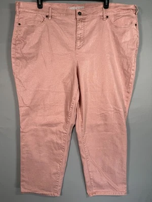 LANDS’ END Mujer ROSA 26W Hilo Metálico Pierna Recta Elástico 46x26" R13.5" Foto 1 de 4