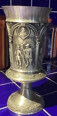  "Copa de cerveza/vino de peltre vintage SKS Zinn 8"" de alto - Alemania" Foto 1 de 4