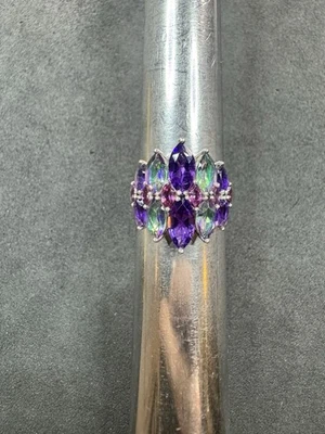 Lote de joyas de plata esterlina 925 de 6,7 g BBJ con múltiples piedras preciosas talla 10 H Foto 1 de 4