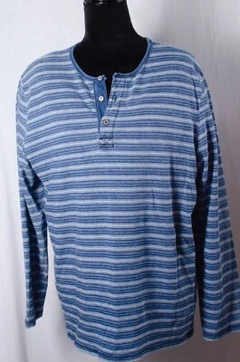 True Grit California Mens Striped Pullover Long Sleeve Shirt Button Placket Sz M Foto 1 de 4