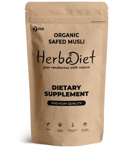 Organic Safed Musli White Musali Powder Chlorophytum Borivilianum Sexual Health - Picture 1 of 3