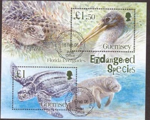 GUERNSEY 2007, ENDANGERED SPECIES,FLORIDA EVERGLADES, M/S SG 1096, FINE USED, - Picture 1 of 1
