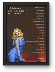 Kylie Minogue UK 2025 Setlist Posters A1-5 Frame Option Aussie Pop - Foto 1 di 3
