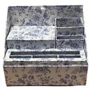 Blue Floral Chintz Desk Organiser Stationery Box Pen Holder Tidy Letter Rack