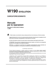 Fiat Kobelco W190 W230 W270 Evolution Manuale D'Officina di riparazione - Imagen 1 de 6