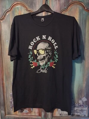 next level t shirt Rock N Roll Sushi Xl Skull Roses Graphic Print EUC Horror  - Изображение 1 из 4