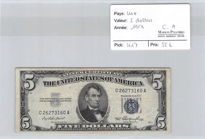 Ticket USA - 5 Dollars - Blue - 1953 - PICK417 - N° C26273160A - Image 1 of 2