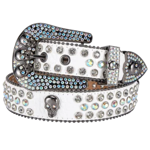 HOT Skull Diamond Belts For Women Western Bling Rhinestone Studded Belt Luxury - Picture 1 of 33
