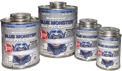 Blue Monster 76036 Weatherproof 1-Step Blue PVC Cement, 32 oz.