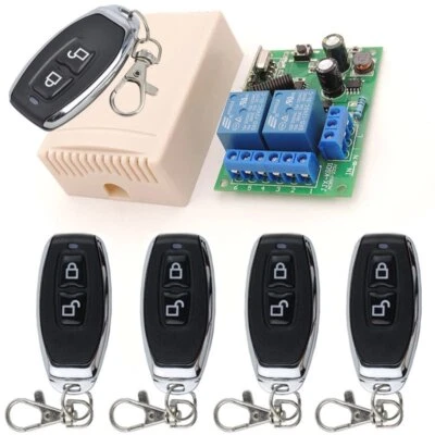 220V 2CH 433Mhz Funk Empfänger Relais Schalter Garagentor mit 5X Fernbedienung - Bild 1 von 4