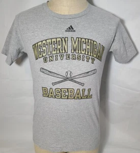 Adidas Western Michigan Broncos Baseball Graphic Men's Grey T-Shirt Size Sm Used - Picture 1 of 5