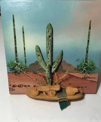 Rich Miller(Phoenix)Signed 3D Desert Landscape Oil With Mixed Media Construction - Image 1 of 4