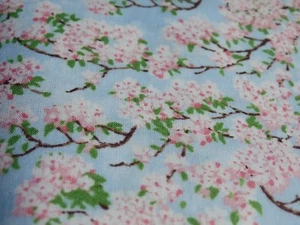 Sky Blue, White & Pink Apple Blossoms On Limbs, Handmade Bedroom, Door VALANCES - Picture 1 of 5